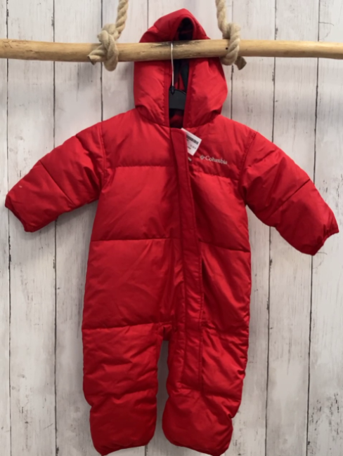 Columbia  Winteroverall Gr. 74  rot Kapuze schwarz rot kariertes Fleecefutter 