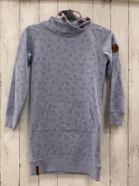   Kleid  Gr. 134/140  hellblau schwarze Sterne großer Kragen 