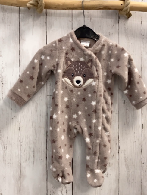 Orsolino  Strampler  Gr. 62  grau Plüsch weiß braune Sterne 