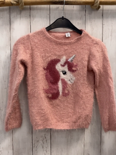 Dopodopo Pullover  Gr. 122  rosa Strick flusig Einhorn 