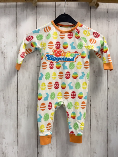 Next  Schlafanzug  Gr. 74  weiß Ostereier Hasen orange Bund  
