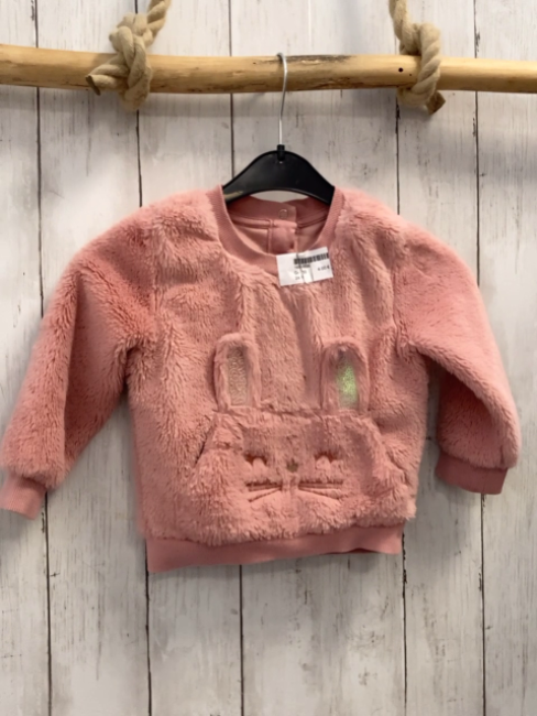  Pullover  Gr. 80  rosa Plüsch Hasengesicht 