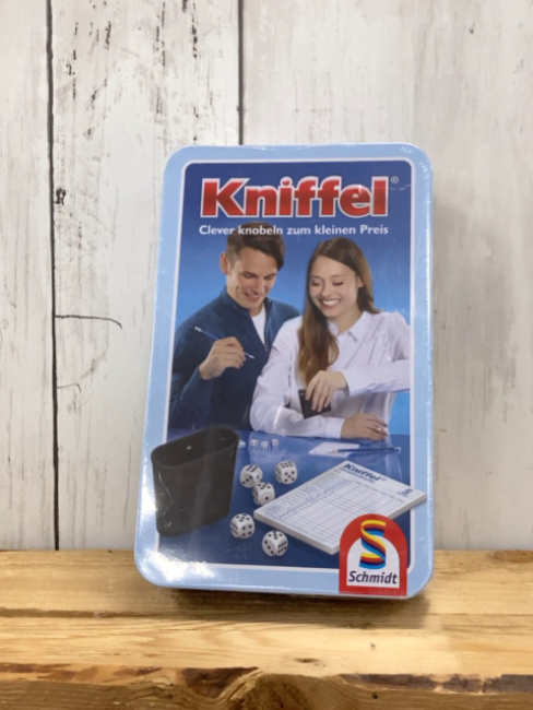 neu  Spiel Kniffel Blechdose 