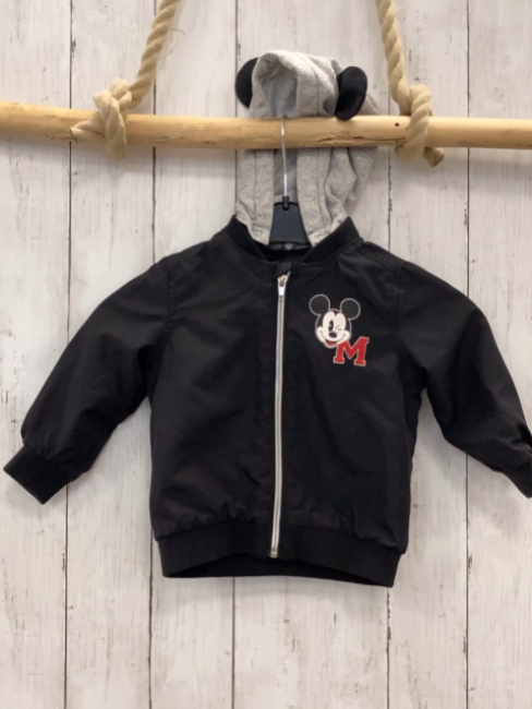 H&M  Jacke  Gr. 86  schwarz graue Kapuze mit schwarzen Ohren Mickey Mouse 