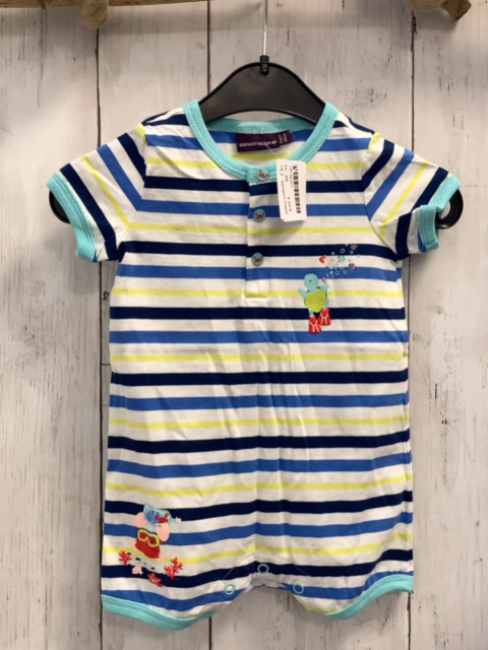 sergent major Playsuit Gr. 68  weiß blau gelbe Streifen hellblauer Bund