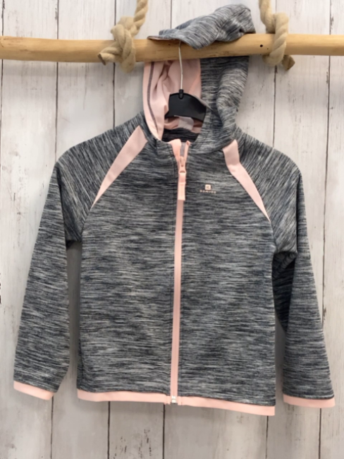 Decathlon  Joggingjacke  Gr. 116  grau hellgrau meliert rosa Bund 