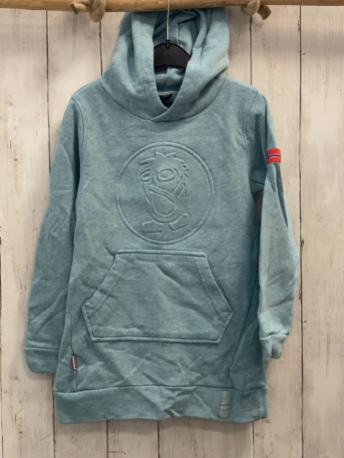 Trollkids  Longpulli  Gr. 122/128  hellblau Kapuze Kreis mit Troll Bauchtasche 