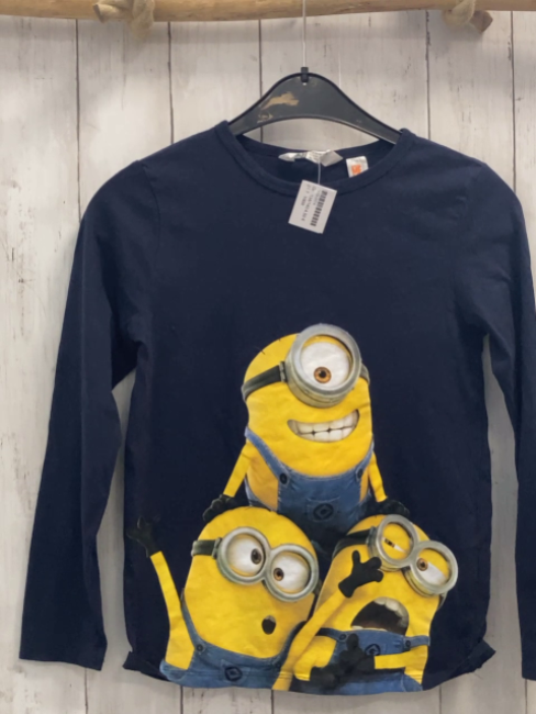 H&M  Langarmshirt  Gr. 134/140  blau Minions 