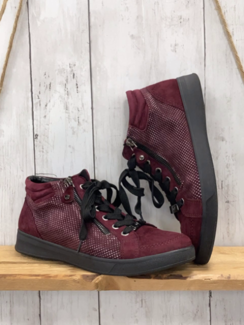 Ara  Boots  Gr. 39  weinort mit silber Punkten schwarze Schnürsenkel 
