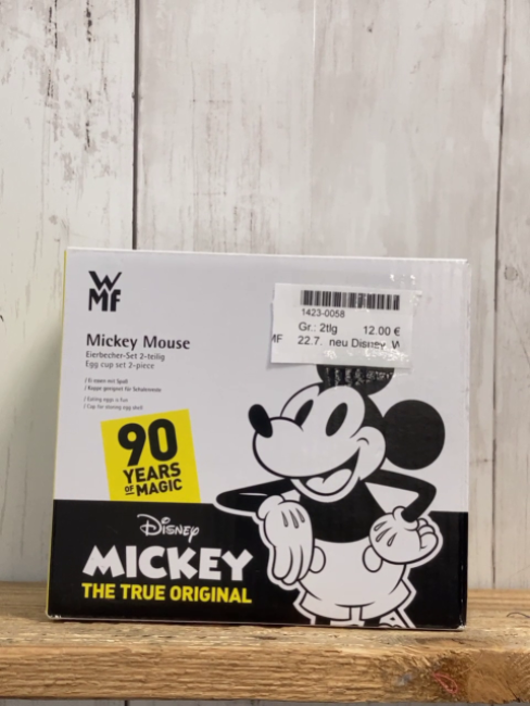 neu Disney  WMF  Eierbecherset  2 teilig  aufklappbare Mickey Mouse Figur mit Löffel 