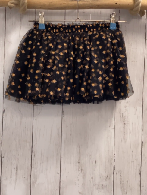 Bloch  Ballettrock  Gr. 116  schwarz Tüll goldene Glitzerblumen 