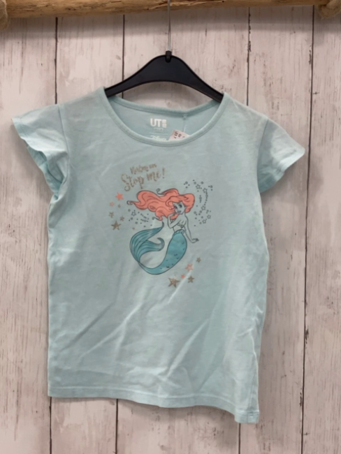 Uniqlo  T-Shirt  Gr. 104  mint Arielle Glitzerschrift 