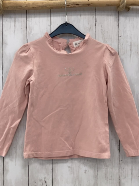 Christian Lacroix Langarmshirt  Gr. 122  rosa Rüschenbund Schrift aus Steinen 