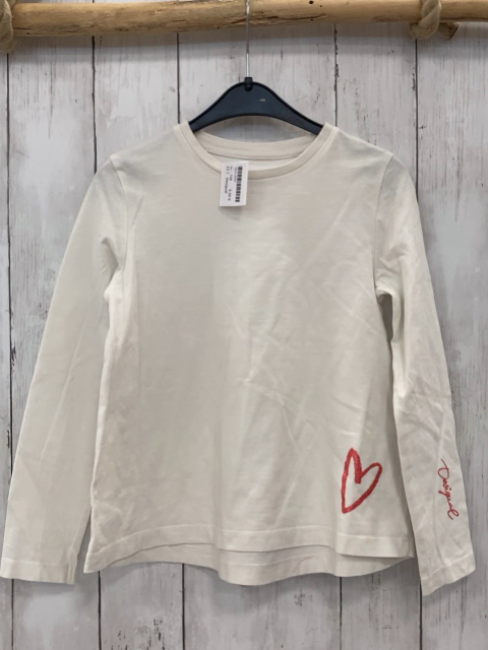 Desigual  Langarmshirt  Gr. 128  weiß hellrote Glitzerherzen 