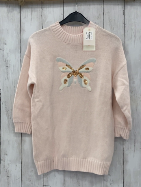 neu Billieblush  Longpullover  Gr. 116  rosa Strick Schmetterling mit bronze Pailetten NP 69 € 