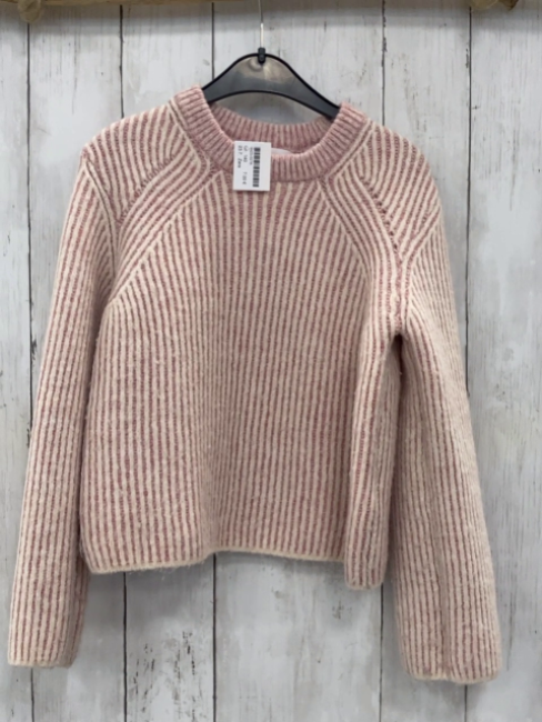 Zara  Pullover  Gr. 140  rosa weiße Rippen Strick 