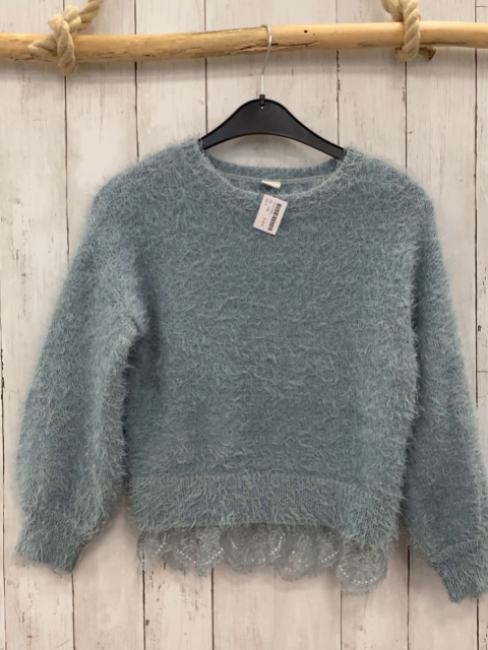   Pullover  Gr. 134  hellblau Strick flusig 