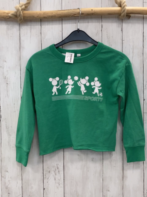 GAP Pullover  Gr. 134  grün weiße Disneyfiguren Schrift 