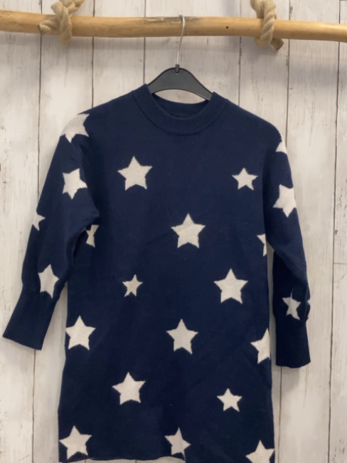 Mayoral  Kleid  Gr. 128  blau Strick weiße Sterne 