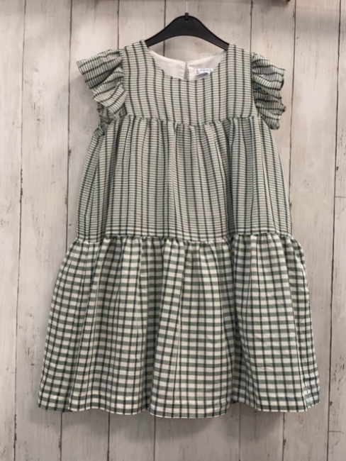 Mayoral  Kleid  Gr. 140  weiß grün oliv kariert 