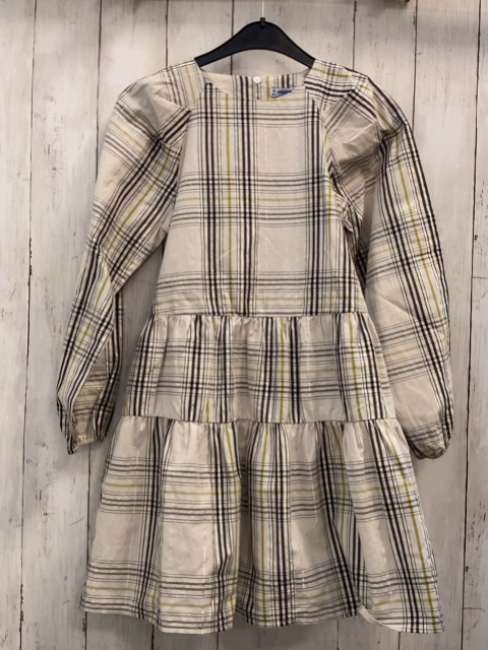 Mayoral  Kleid  Gr. 140  weiß grau silber schwarz kiwi kariert 