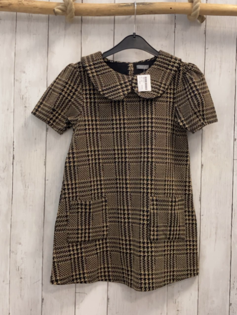Next  Kleid  Gr. 122  schwarz ocker gmustert großer Kragen