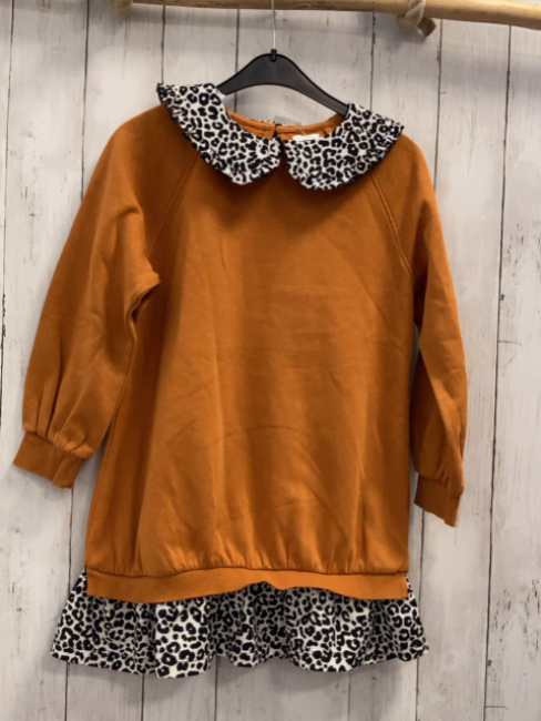 Next  Kleid  Gr. 134  rost weißer Kragen + Saum mit schwarzem Druck 