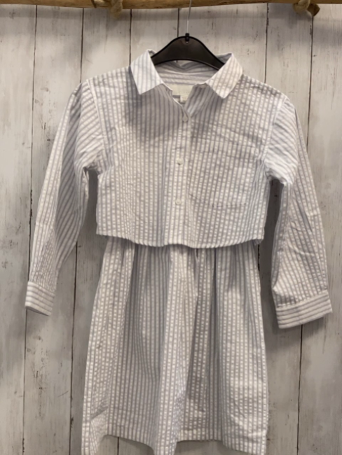 Zara  Kleid  Gr. 128  weiß blaue Streifen Struktur Jackenoptik 
