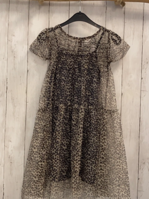 Zara  Kleid  Gr. 134  graues Unterkleid mit Spagettiträgern beige schwarz braunes Tüllüberkleid mit Rüschen  