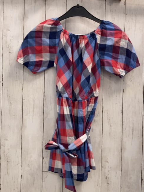 Mayoral  Kleid  Gr. 122  blau hellblau grau rot weiß kariert mit Gürtelband 