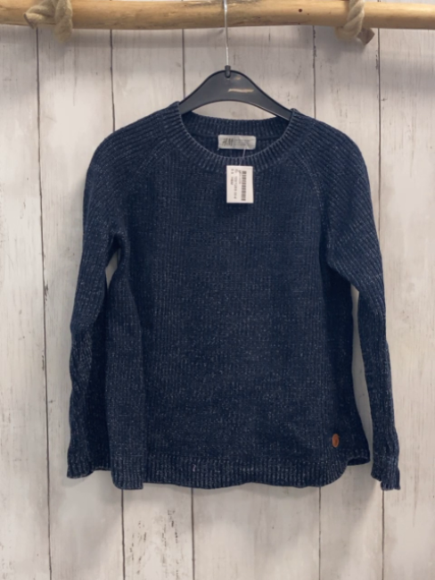 H&M  Pullover  Gr. 122/128  blau hellgrau meliert Strick Rippen 