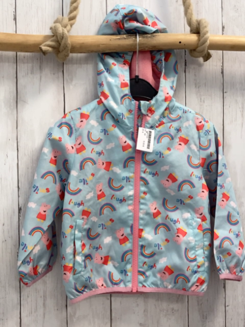   Regenjacke  Gr. 98  hellblau Peppa Pig Regenbögen Schrift 
