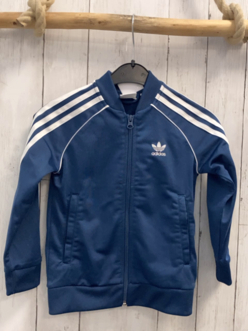 Adidas  Joggingjacke  Gr. 116  blau weiße Streifen 
