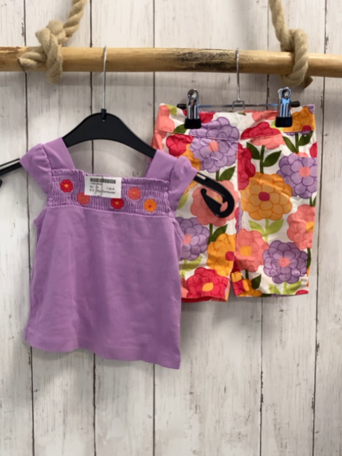 2tlg Gymboree  Top + Shorts  Gr. 74  lavendel weiß bunte Blumen 