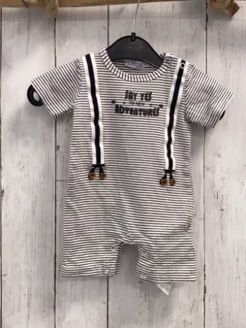 Dirkje  Playsuit  Gr. 62  weiß schwarze Streifen weiß schwarze Hosentrger 