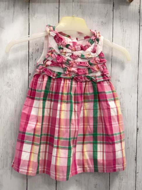Oshkosh  Kleid  Gr. 80  weiß pink rosa grün gelb kariert Rüschen 