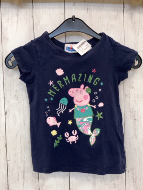 Peppa Pig  T-Shirt  Gr. 98  blau Peppa Pig Fische Glitzerschrift 