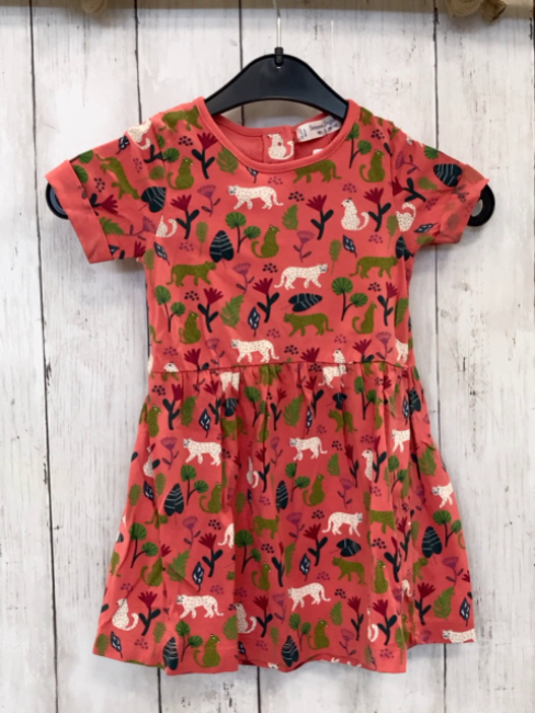 Sense Organics  Kleid  Gr. 92  hellrot Leoparden Blätter 