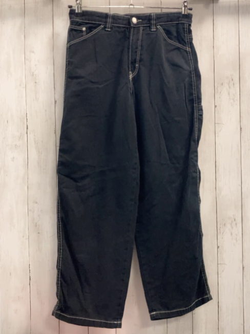 H&M Hose Gr. 164  dunkelgrau weiße Nähte Bund verstellbar  weites Bein