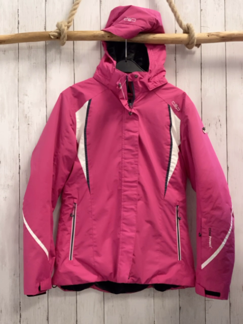 CMP Winterjacke  Gr. 176  pink weißer Bund graue Reißverschlüsse schwarzes Futter 