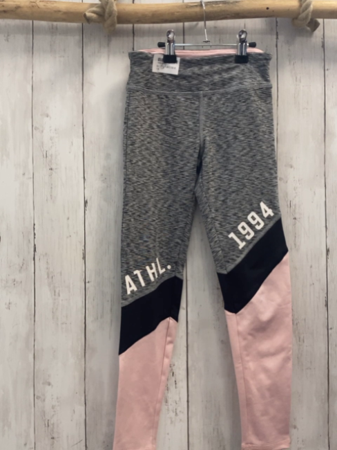   Sportleggings  Gr. 122/128  grau meliert schwarz rosa 