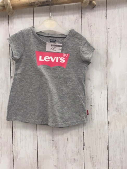 Levis  T-Shirt  Gr. 80  grau roter Glitzerbalken mit weißer Schrift 