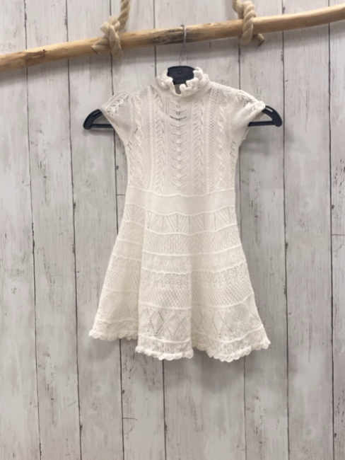 Ralph Lauren  Kleid  Gr. 92  weiß Strick mit Lochmuster mit Unterkleid 