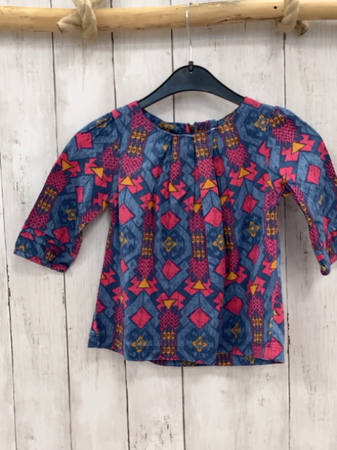 vertbaudet Bluse Gr. 104  pink blau ocker Muster
