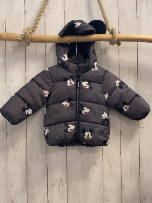 H&M  Winterjacke  Gr. 80  grau Micky Mouse Kapuze mit Ohren 