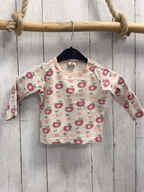 Alana  Langarmshirt  Gr. 74  hellgrau rosa lachs Äpfel 