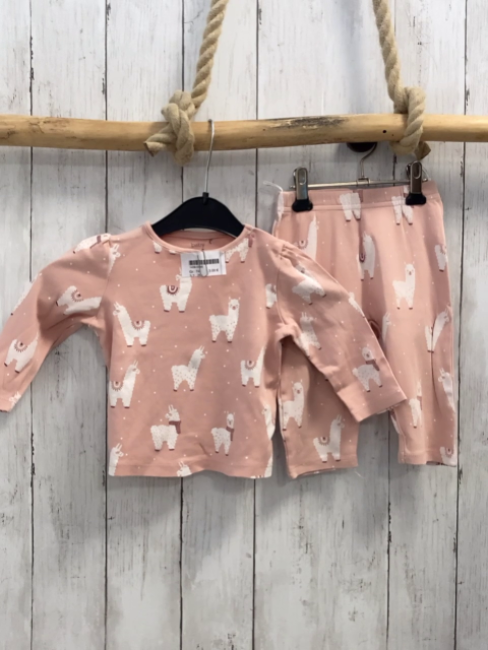 2tlg  Schlafanzug  Gr. 74  rosa Lamas 