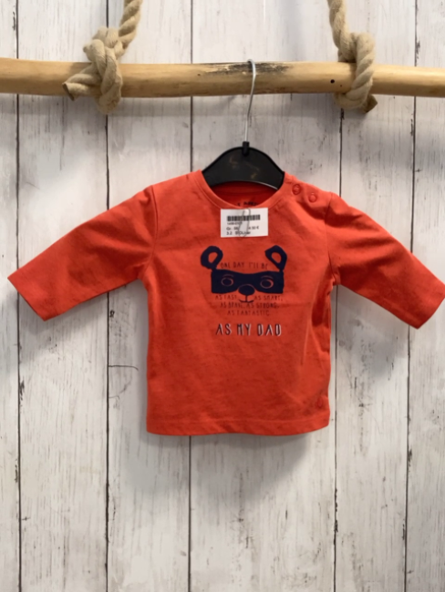 S´OLiver  Langarmshirt  Gr. 56  hellrot Hundekopf Schrift 