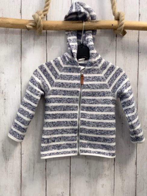 H&M  Strickjacke  Gr. 86  grau weiße Streifen Kapuze 