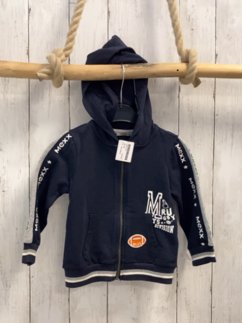 neu Mexx  Sweatjacke  Gr. 92  blau Kapuze grauer Streifen mit Schrift 